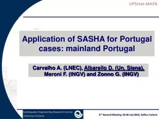 Application of SASHA for Portugal cases: mainland Portugal