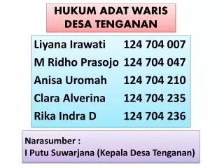 hukum adat waris desa tenganan