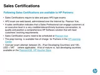 Sales Certifications