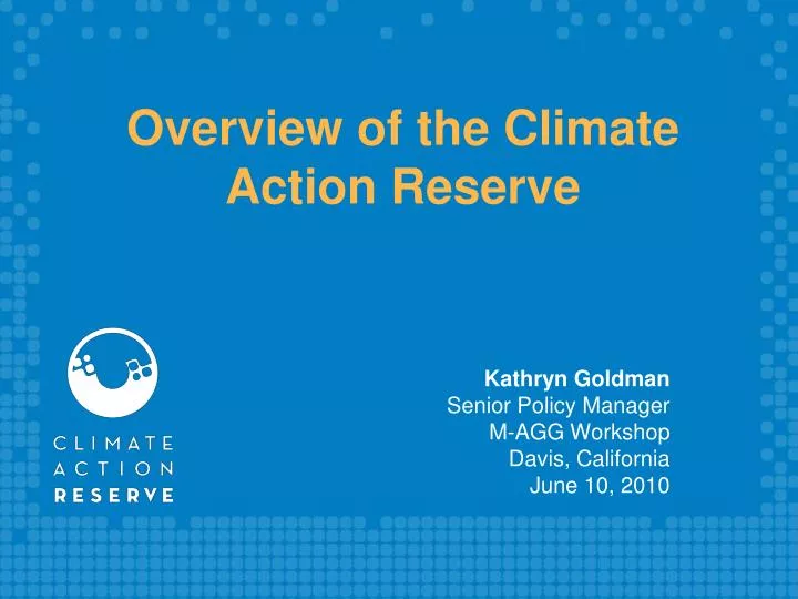 overview of the climate action reserve