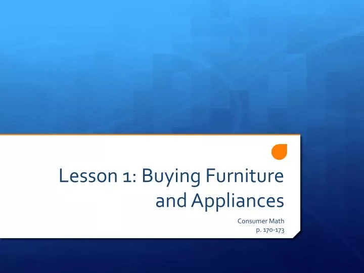 lesson 1 buying furniture and appliances