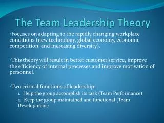 The Team Leadership Theory