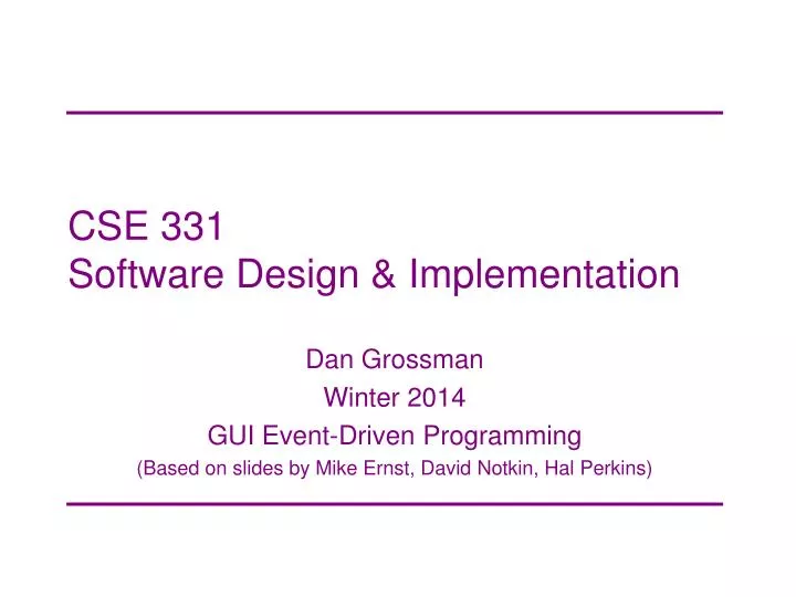 cse 331 software design implementation