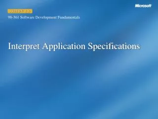 Interpret Application Specifications