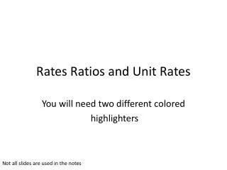 Rates Ratios and Unit Rates