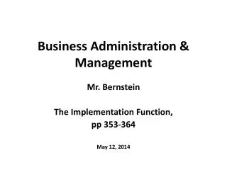 Business Administration &amp; Management