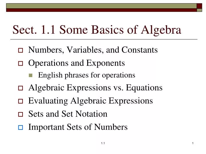 sect 1 1 some basics of algebra