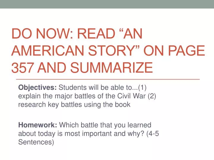 do now read an american story on page 357 and summarize