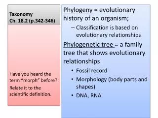 Taxonomy Ch. 18.2 (p.342-346)