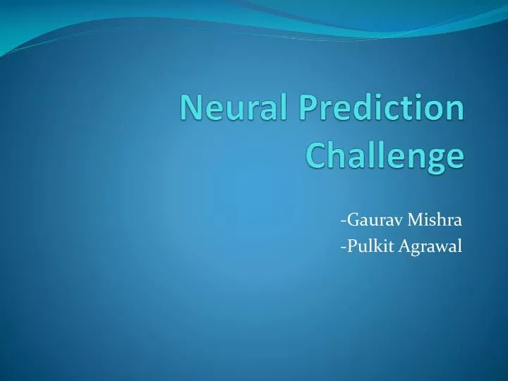neural prediction challenge