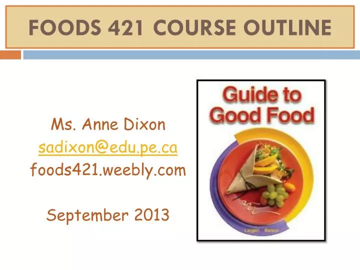 foods 421 course outline