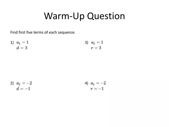warm up question