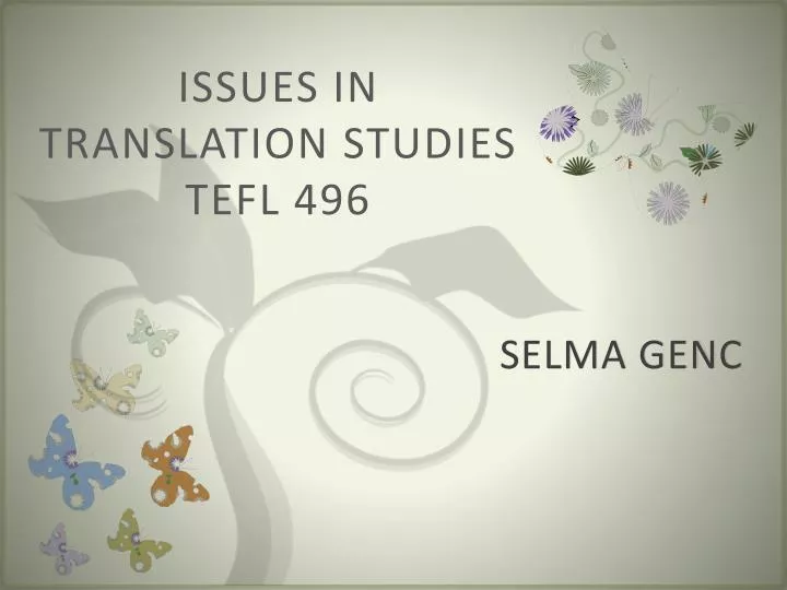 issues in translation studies tefl 496