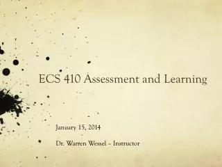 ECS 410 Assessment and Learning