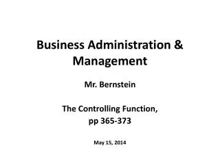 Business Administration &amp; Management