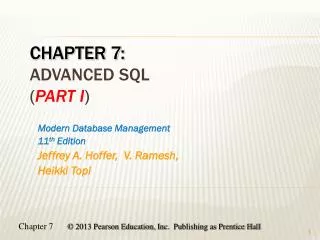 Chapter 7: advanced SQL ( Part i )