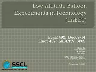 Low Altitude Balloon Experiments in Technology (LABET) Version IV