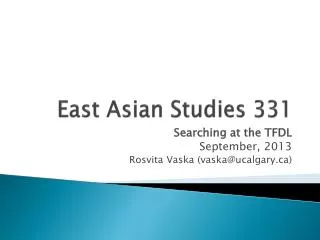East Asian Studies 331