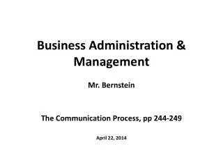 Business Administration &amp; Management