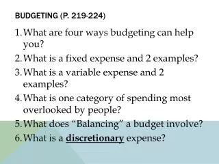 Budgeting (p. 219-224)