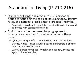 Standards of Living (P. 210-216)