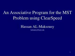 An Associative Program for the MST Problem using ClearSpeed