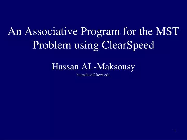 an associative program for the mst problem using clearspeed