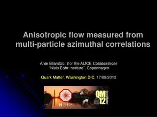 Anisotropic flow measured from multi-particle azimuthal correlations