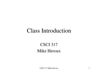 Class Introduction