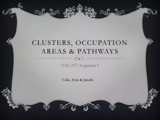 Clusters , Occupation Areas &amp; Pathways