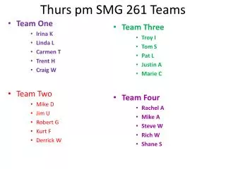 Thurs pm SMG 261 Teams