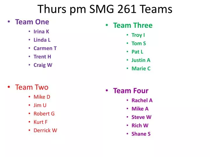 thurs pm smg 261 teams