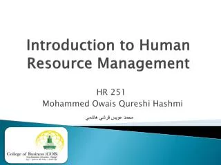 introduction to human resource management