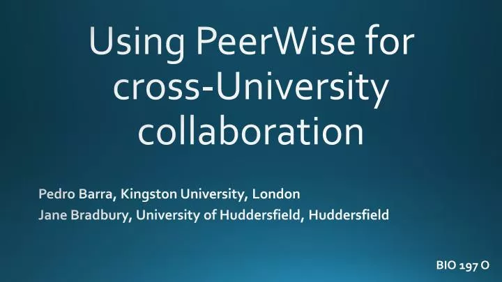 using peerwise for cross university collaboration