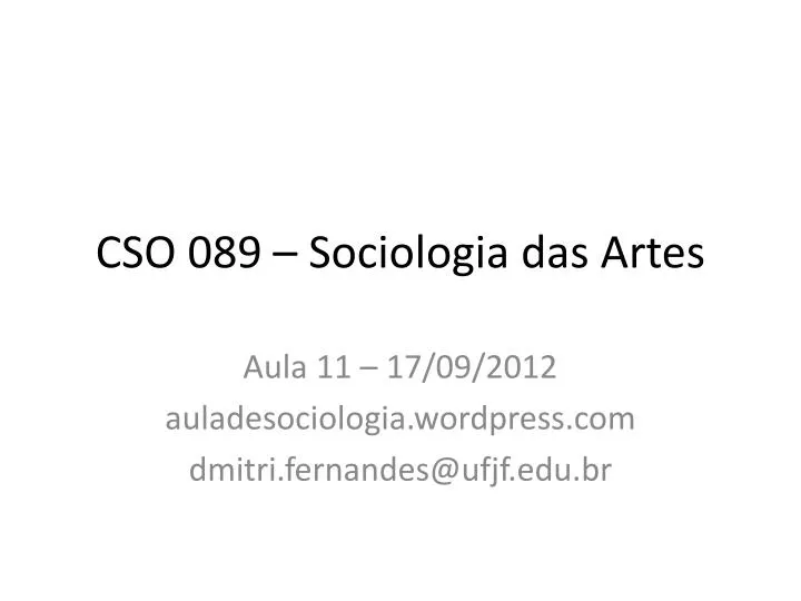 cso 089 sociologia das artes