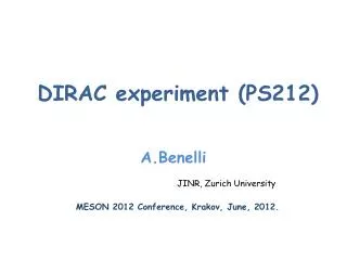 DIRAC experiment (PS212)
