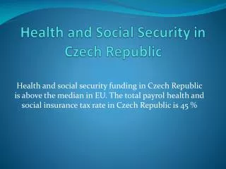 Health and Social Security in Czech Republic