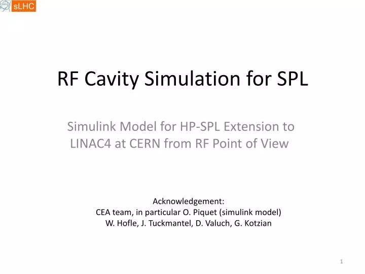rf cavity simulation for spl
