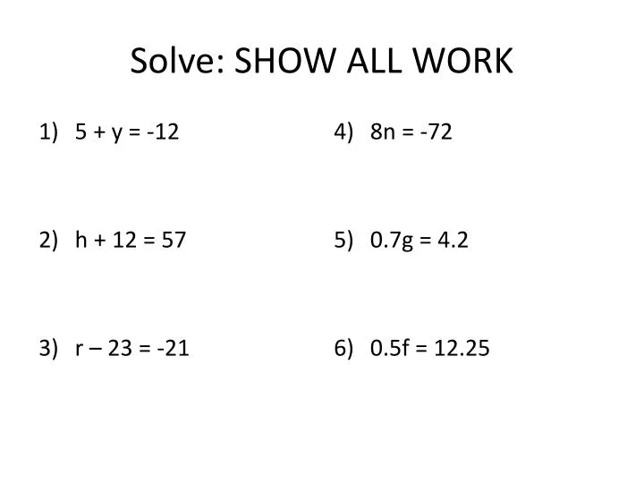 solve show all work