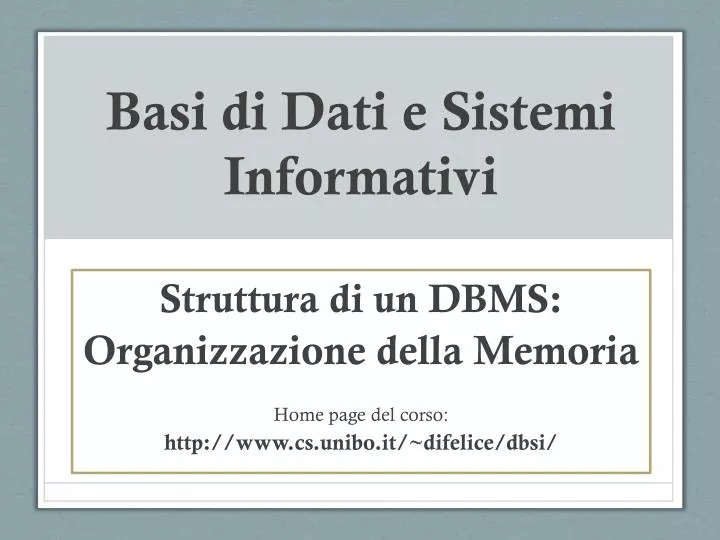 basi di dati e sistemi informativi