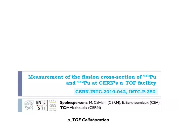 measurement of the fission cross section of 240 pu and 242 pu at cern s n tof facility