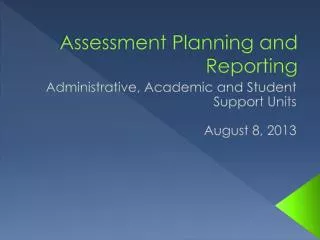 Assessment Planning and Reporting
