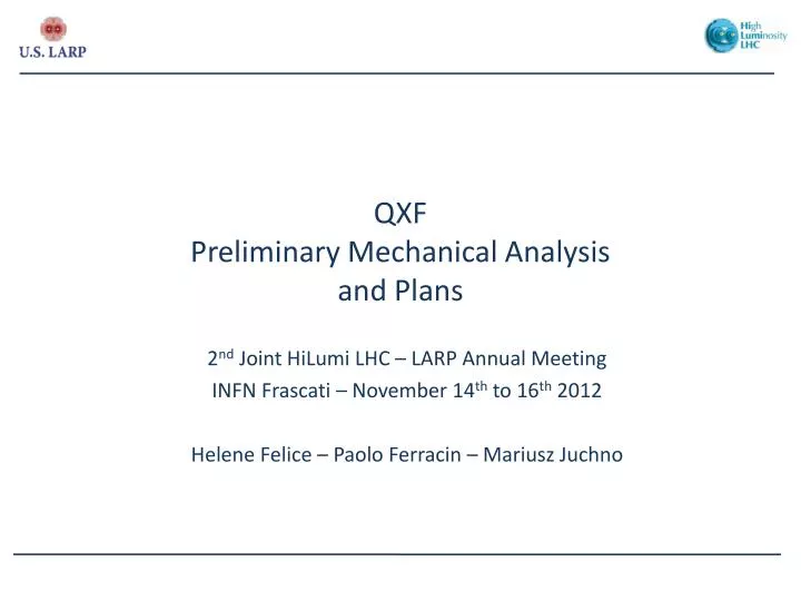 qxf preliminary mechanical analysis and plans