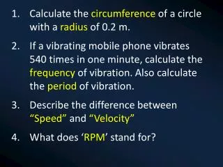Calculate the circumference of a circle with a radius of 0.2 m.