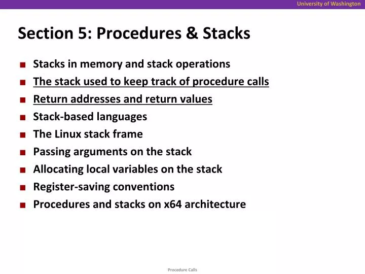 section 5 procedures stacks