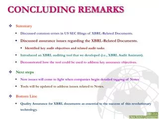 Summary Discussed common errors in US SEC filings of XBRL-Related Documents.