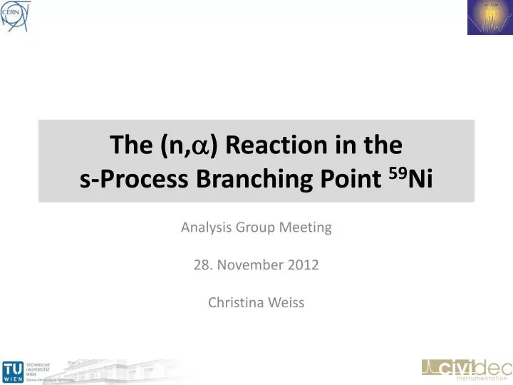 the n a reaction in the s process b ranching point 59 ni