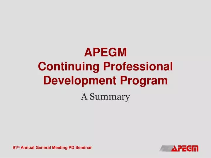 apegm continuing professional development program