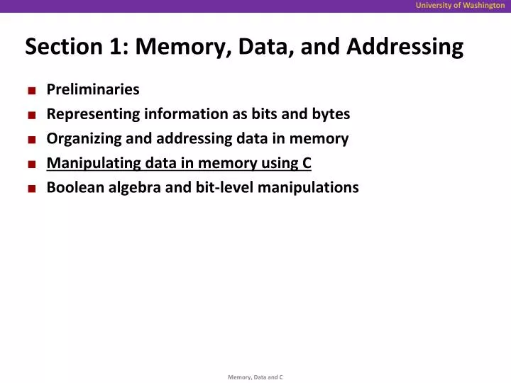 section 1 memory data and addressing