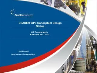 LEADER WP3 Conceptual Design Status